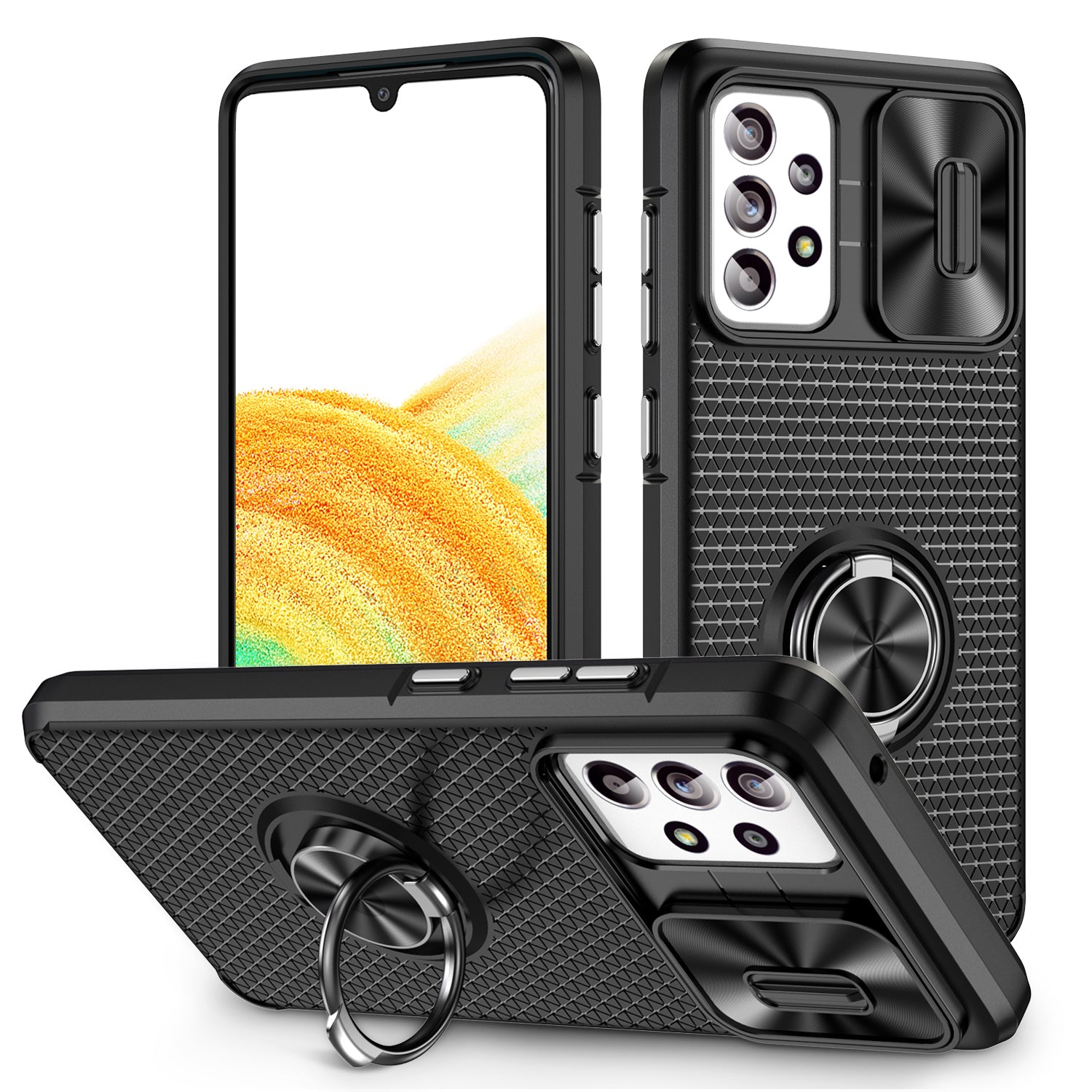 Back Case for Samsung Galaxy A33 5G PC TPU Phone Kickstand Case with Slide Camera Lens Protector Back Case for Samsung Galaxy A33 5G PC TPU Phone Kickstand Case with Slide Camera Lens Protector